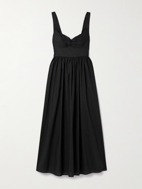 Gathered Organic Cotton-poplin Midi Dress