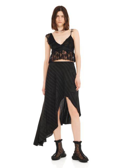 BLACK WAVY FLOWER STRIPE TULIP SKIRT