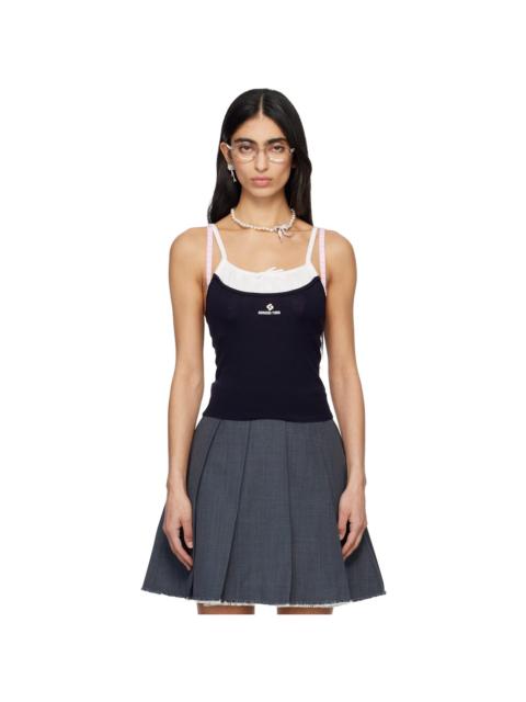 Navy Patchwork Knit Sling Camisole