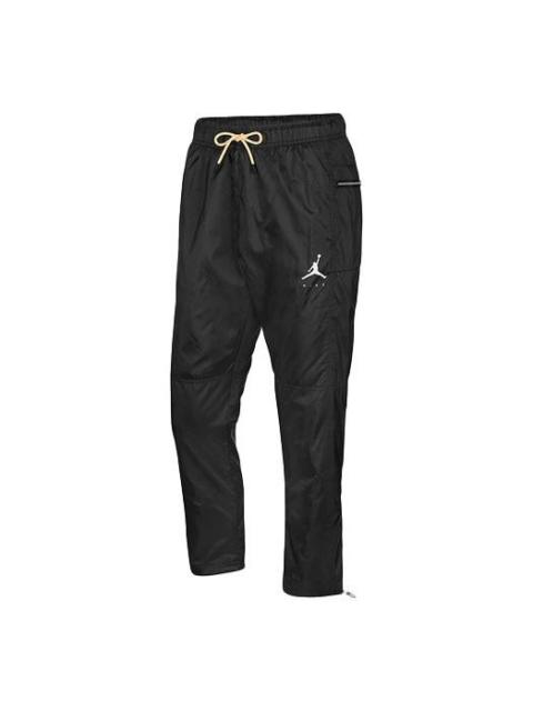 Men's Air Jordan Solid Color Logo Training Casual Bundle Feet Sports Pants/Trousers/Joggers Black DM