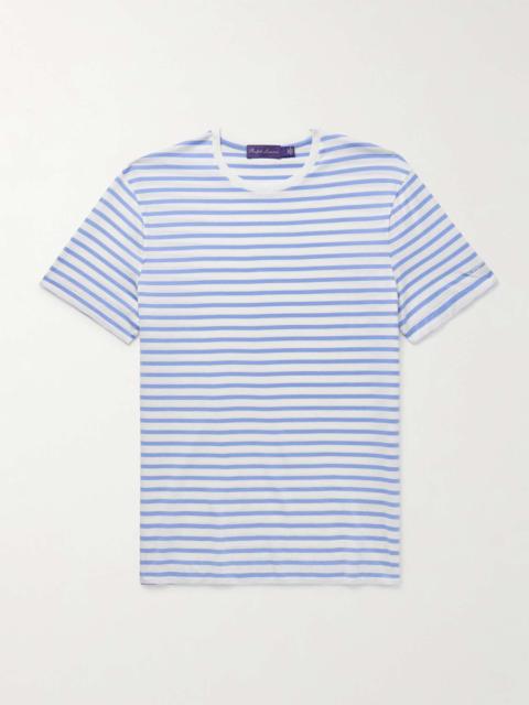 Logo-Embroidered Striped Cotton-Lisle T-Shirt