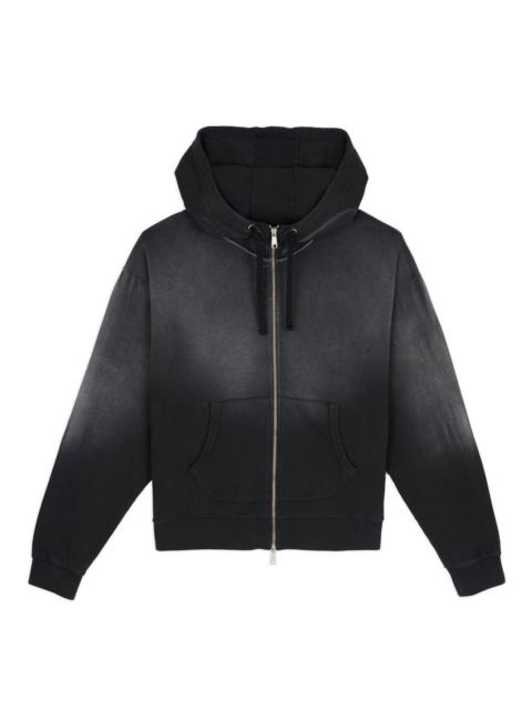 Padded Elbow Zip-Up Hoodie - Washed Black