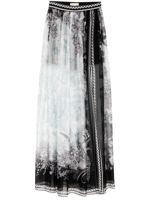 printed chiffon long skirt