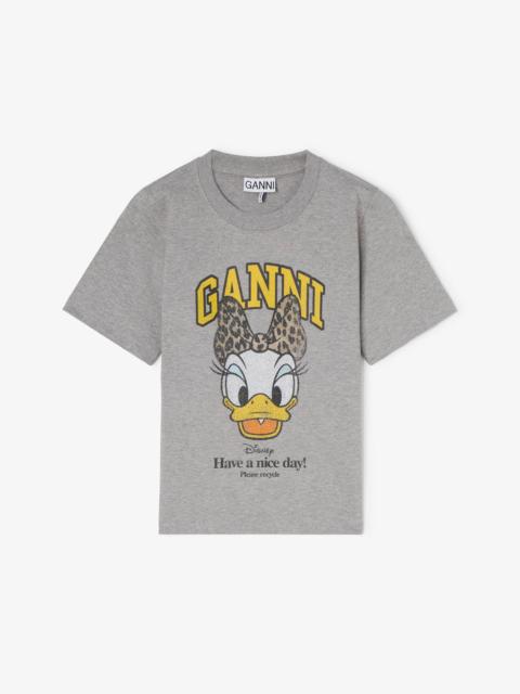 GANNI X DISNEY DAISY DUCK GREY PRINTED CROPPED T-SHIRT