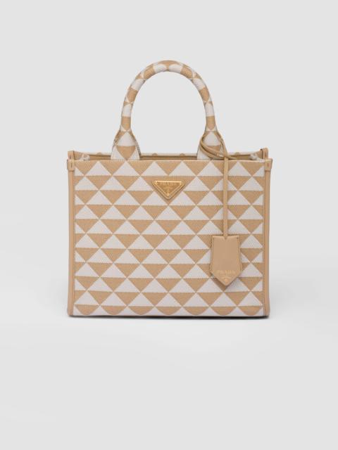 Small Prada Symbole embroidered fabric handbag
