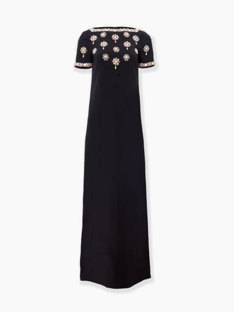 Medallion-Embroidered Gown with Bows