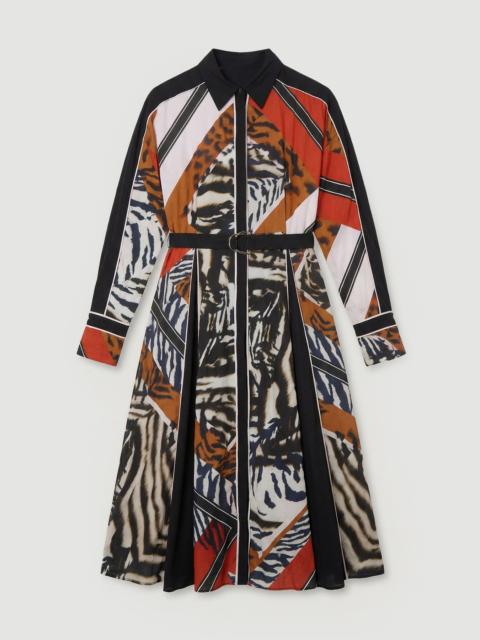 Plus Size Animal Print Fluid Tencel Woven Maxi Shirt Dress