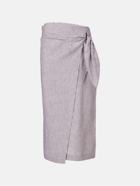 Striped linen wrap skirt