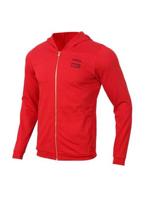 adidas neo x MARVEL Crossover Back logo Casual Sports Hooded Jacket Red EA0322