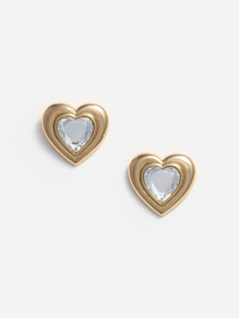 Gold Crystal Heart Earrings