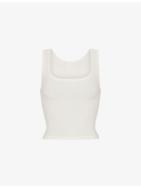Scoop-Neck Ribbed Stretch-Cotton Tank Top