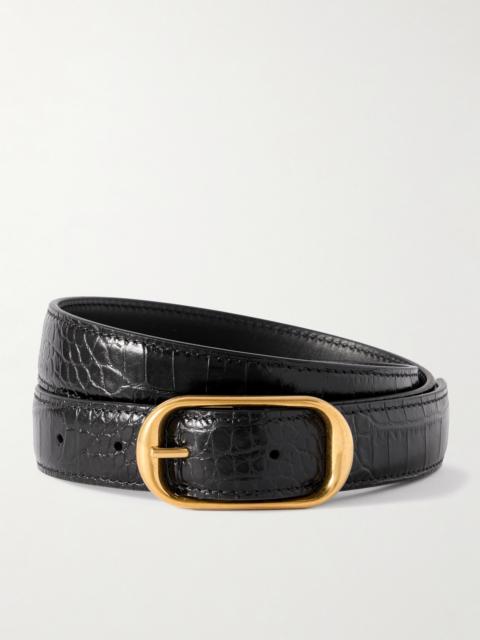 Reine Croc-effect Leather Belt