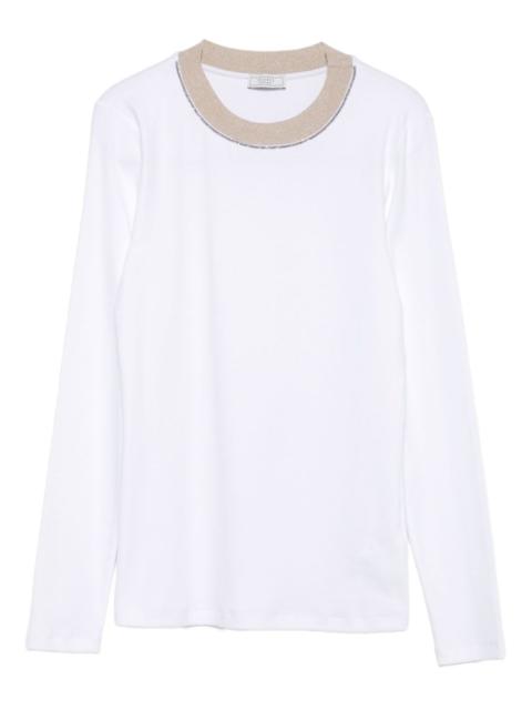 embellished-round-neck top