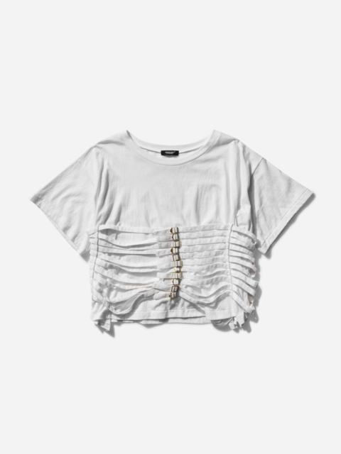 Women's Belted Wide Sleeve T-Shirt White
