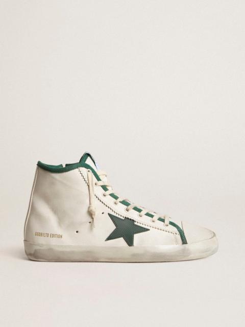 Men's Francy in white nappa leather with green rubber star