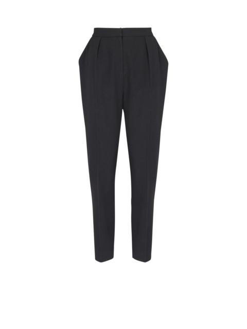 High-waisted grain de poudre trousers