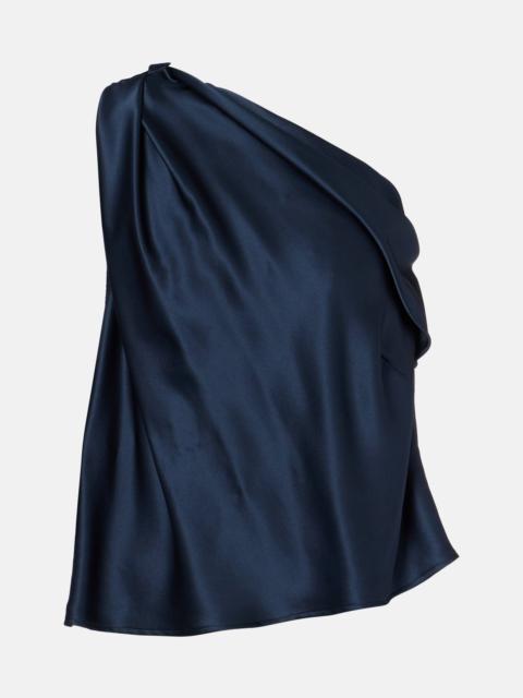 One-shoulder silk satin top