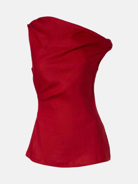 Suis one-shoulder linen top