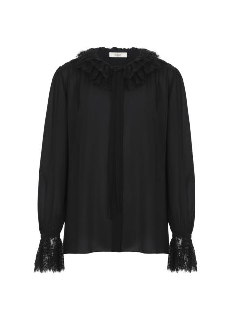 FLUID BLOUSE IN SILK GEORGETTE & LACE