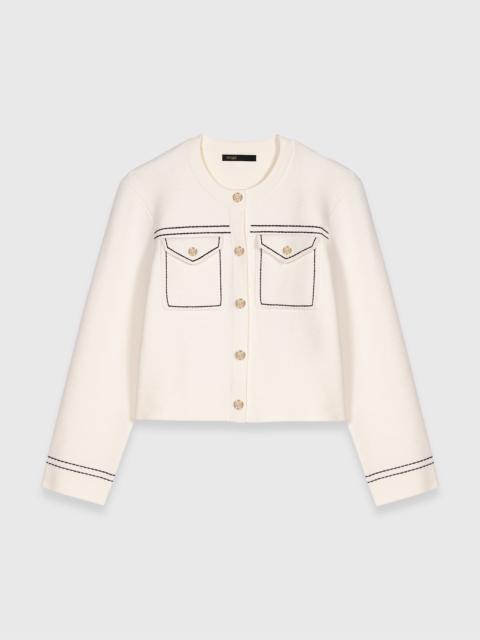 Topstitched cropped cardigan