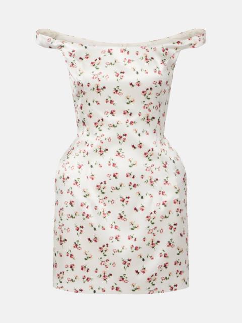 Floral silk satin minidress