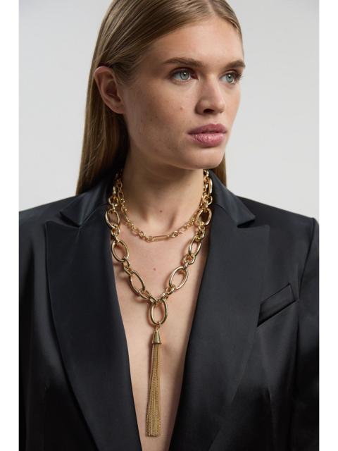 Layered Chain Tassel Necklace