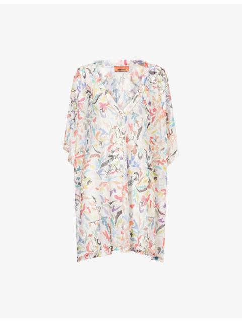 Floral Print Mesh Cover-Up