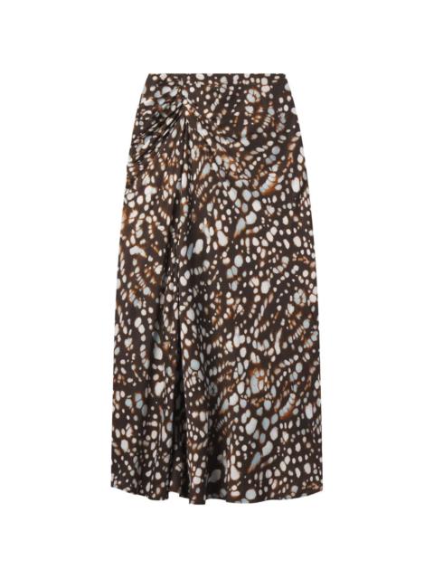 Jean striped gathered skirt