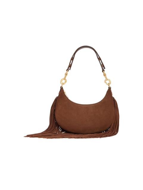 Medium ava strap bag with fringes in suede calfskin