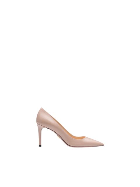 Saffiano textured patent leather pumps
