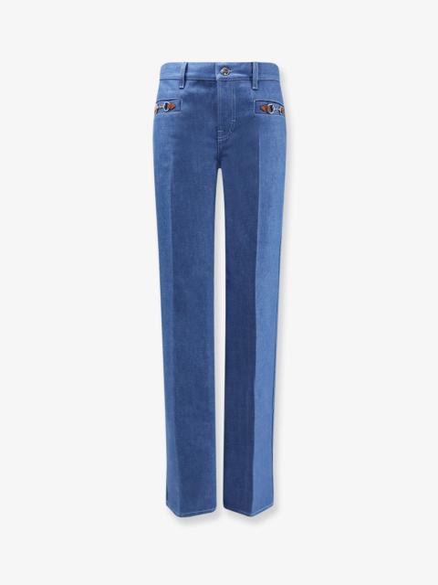 Gucci Women Cotton Jeans With Iconic Frontal Horsebits
