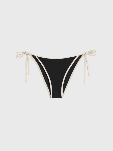Stripe tie bikini bottoms black