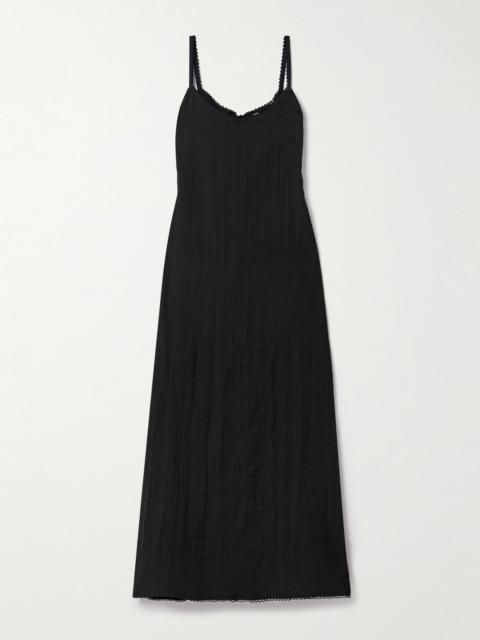 Evelyn tie-back crinkled-voile maxi dress Black