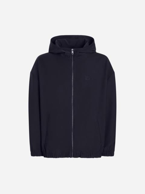 Hooded woolen jacket with tag