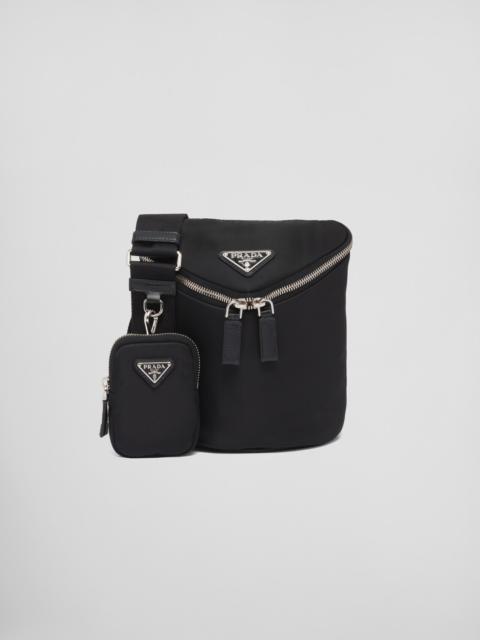 Re-Nylon and leather shoulder bag