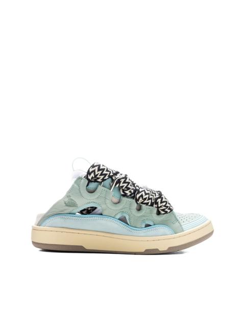 Curb lace-up perforated mules