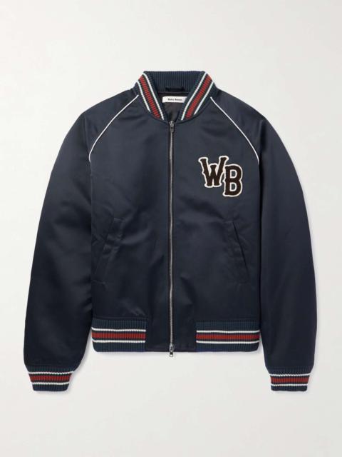 Logo-Appliquéd Striped Shell Bomber Jacket