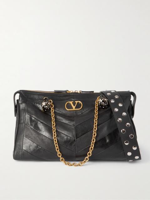 Growl Medium Embellished Leather Shoulder Bag