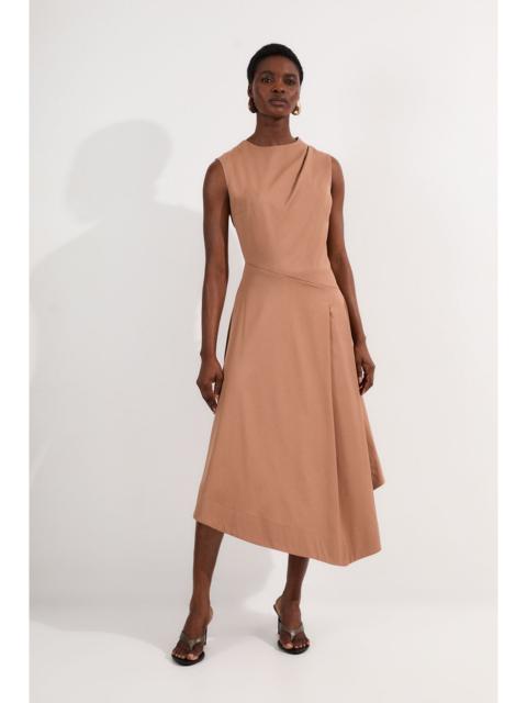 Tall Tailored Drapey Bodice Asymmetric Midi Dress