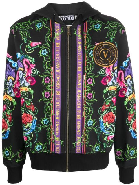 baroque-print cotton hoodie