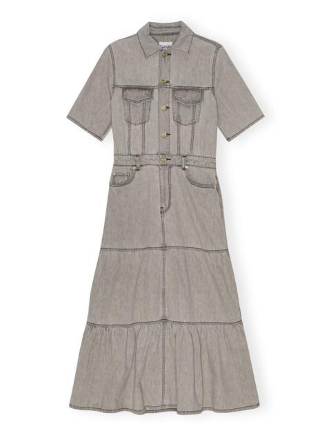ganni future denim maxi dress GREY LONG - J1563 Womens dresses Size:dress size pants : 36 washed denim Casual Dresses One Piece ranging collection features more