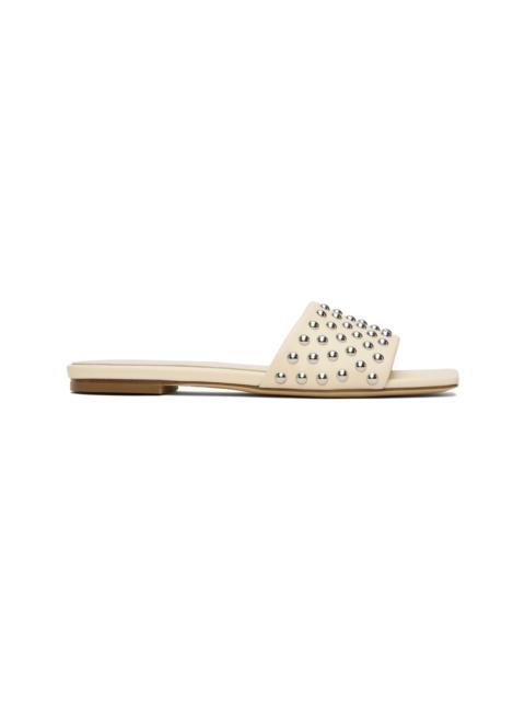 Beige Anna Studded Leather Sandals