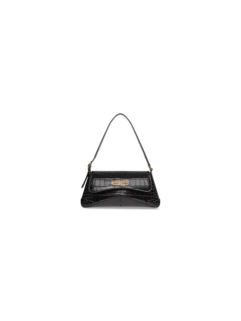 Women's Xx Small Flap Bag Crocodile Embossed in Black