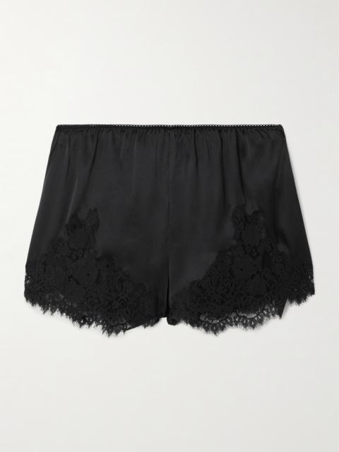 Iona Lace-trimmed Silk-satin Shorts