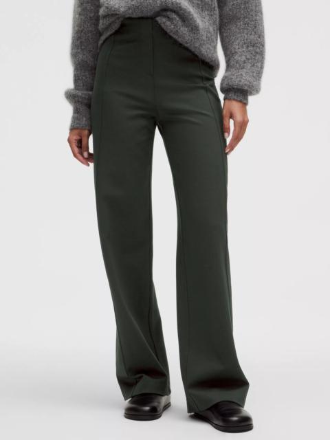 Stretch Knit Straight-Leg Pull-On Pant