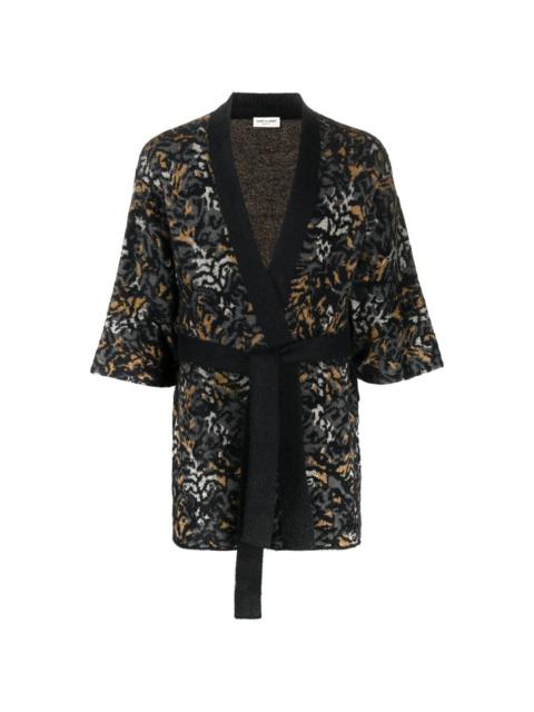 leopard-knit cardigan