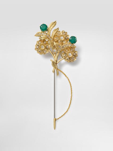 Sicily Brooch  18-carat yellow and white gold, emeralds, and diamonds