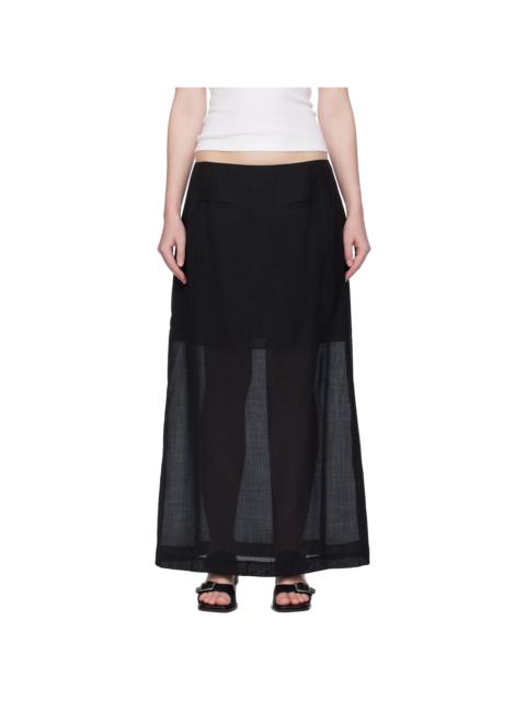 Black Sheer Long Maxi Skirt