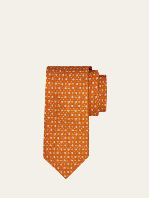 Men's Gancini Turtle Micro-Print Tie