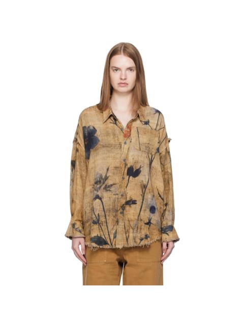 Tan & Brown Drop Neck Reversible Shirt